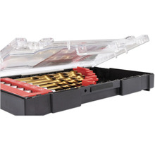 Set de burghie în cutie de plastic deschisă