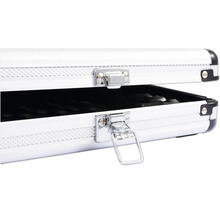 Cutie de scule deschisă din aluminiu cu încuietori argintii