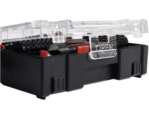 Set de scule cu carcasă neagră și capac transparent