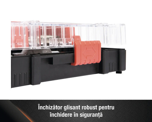 Imagine detaliată cu o cutie de siguranțe cu închidere glisantă