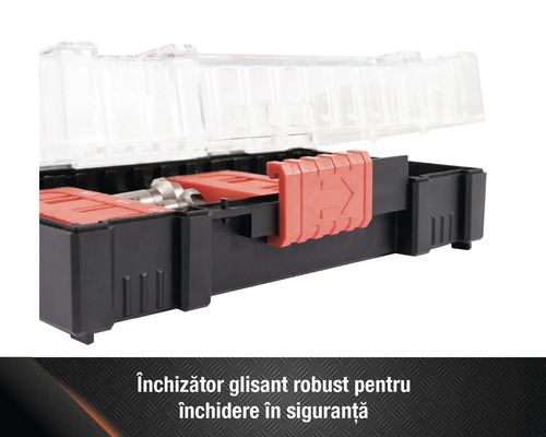 Set de burghie în cutie de plastic cu capac transparent