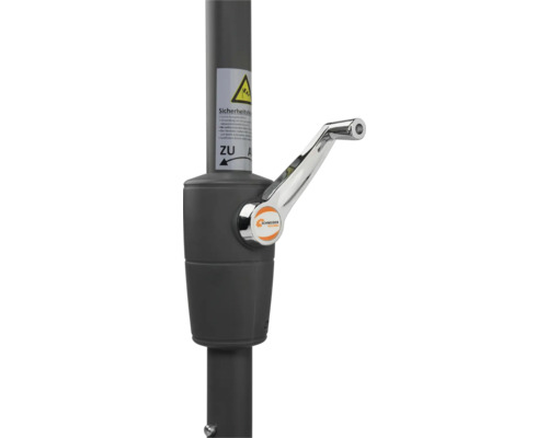 Mecanism cu manivelă al unei umbrele de soare cu logo-ul Schneider Schirme