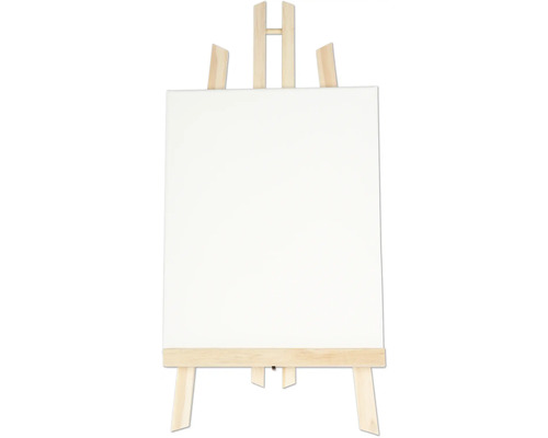 Șevalet din lemn cu pânză albă