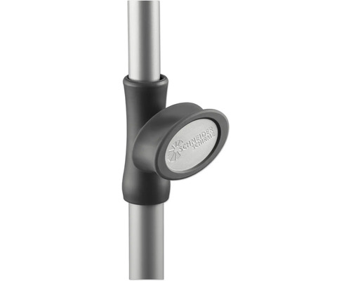 Logo Schneider Schirme pe un stâlp de umbrelă de soare