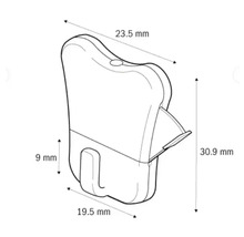 Desen tehnic al unui suport cu dimensiunile 23,5 mm, 30,9 mm, 9 mm și 19,5 mm.