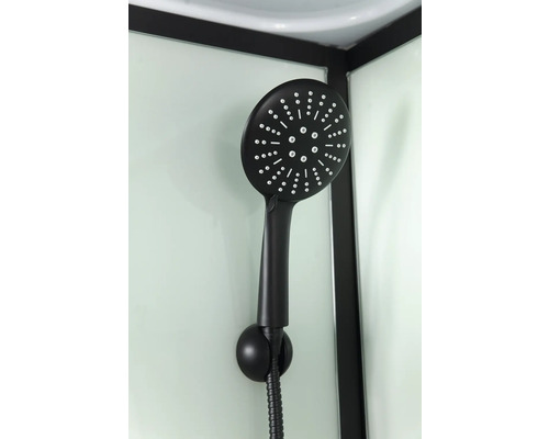 Cap de duș negru cu furtun pentru instalare în duș.