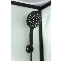 Cap de duș negru cu furtun montat pe perete