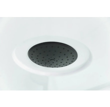 Cap de duș negru pe o cabină de duș albă