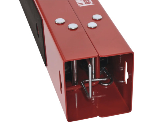 Imagine detaliată a unei bancuri de lucru roșii, reglabile