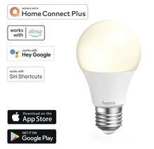 Logo Hama, bec inteligent compatibil cu Home Connect Plus, Alexa, Hey Google și Siri Shortcuts