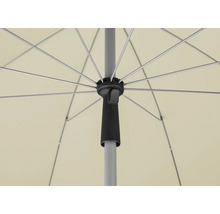 Imagine detaliată a unei umbrele de soare cu spițe, stâlp și mecanism de deschidere