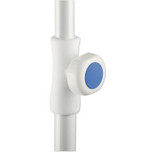 Imagine detaliată a unei bare de duș cu buton de control albastru