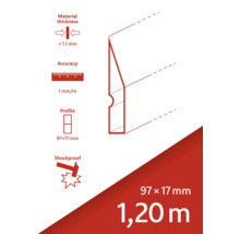 Detalii produs plintă: grosimea materialului, precizie, profil, rezistență la șoc și dimensiuni