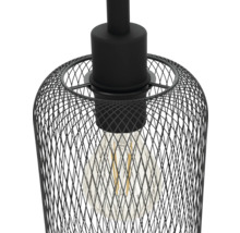 Lampa suspendată cu grilaj din sârmă neagră și bec