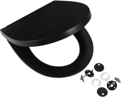 Scaun de toaletă negru cu material de fixare