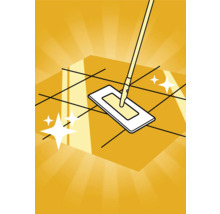 Ilustrație cu un mop pe o podea cu gresie
