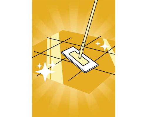 Ilustrație cu un mop pe o podea cu gresie