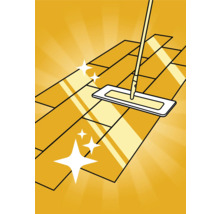 Ilustrație cu un mop care curăță o podea