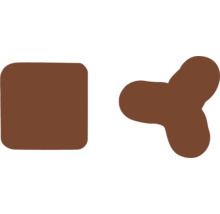 Ilustrație a două forme: un dreptunghi și o formă cu trei proeminențe.