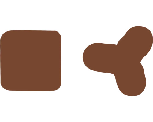 Ilustrație a două forme: un dreptunghi și o formă cu trei proeminențe.