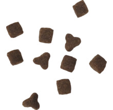 Bucăți de hrană pentru câini în formă de cub și triunghi