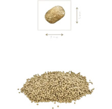 Pelete de hrană pentru pești, dimensiunea unei pelete individuale 7 mm x 5 mm