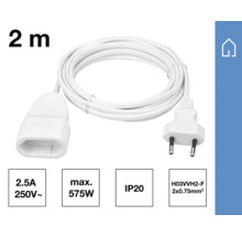 Cablu prelungitor alb, lung de doi metri, cu ștecher și cuplă