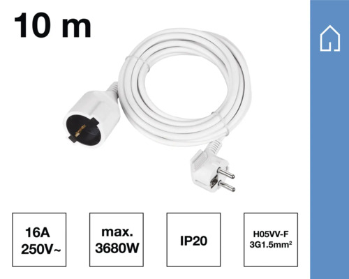 Cablu prelungitor, lungime 10 m, cu ştecăr şi cuplaj