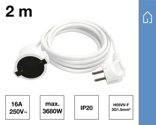 Cablu de alimentare de doi metri cu ștecher și cuplaj
