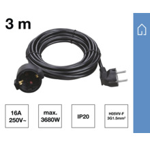 Cablu prelungitor de trei metri cu ștecăr și cuplă cu contact de protecție