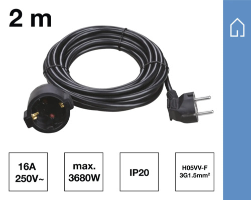 Cablu prelungitor de doi metri cu ștecher și cuplă
