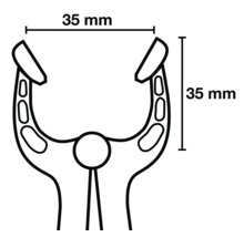 Desen tehnic al unui clește cu dimensiuni de 35 mm