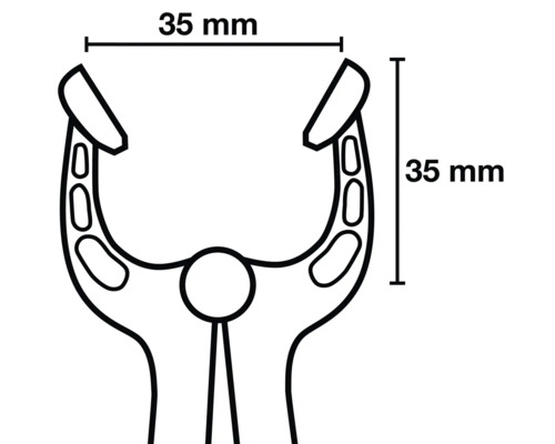 Desen tehnic al unui clește cu dimensiuni de 35 mm