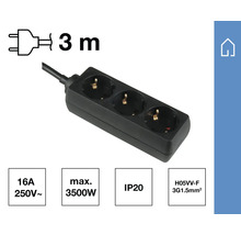 Bloc triplu de prize cu cablu de alimentare de 3 metri