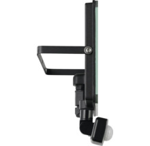 Vedere laterală a unui proiector LED cu detector de mișcare și suport de montare