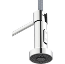 Baterie de bucătărie cu furtun de duș și regulator de jet