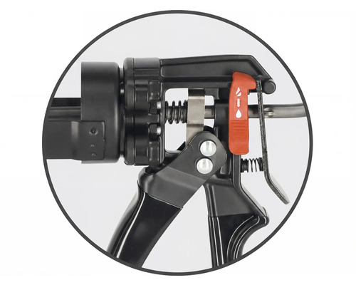 Imagine detaliată a unui pistol pentru cartușe cu funcție anti-picurare reglabilă.