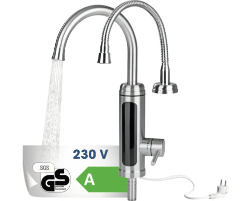 Robinet electric cu două guri de scurgere, 230 volți și marcaj de siguranță
