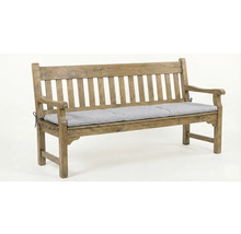 Bancă de grădină din lemn cu perne de șezut gri