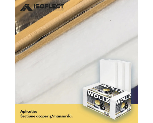 Izolație din lână de oaie pentru acoperiș sau mansardă cu ambalaj
