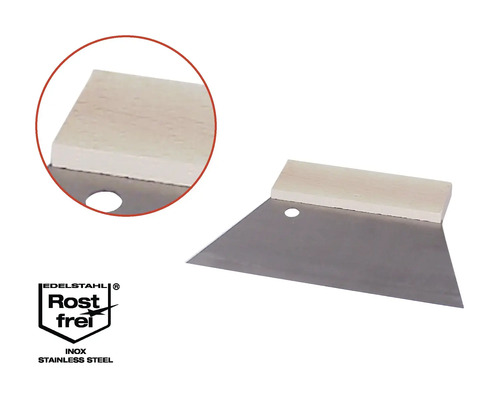 Şpaclu cu mâner din lemn și lamă din oțel inoxidabil