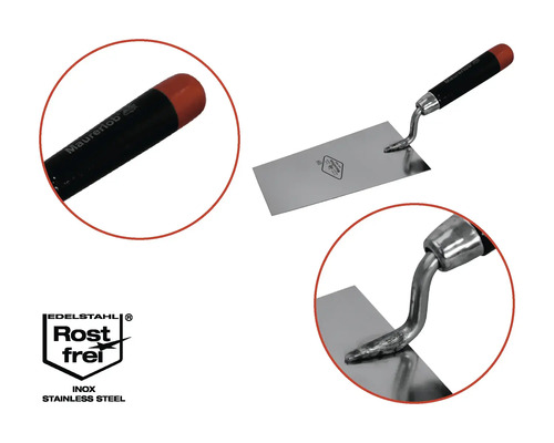 Șpaclu Maurerlob cu lamă plată din oțel inoxidabil și mâner din plastic