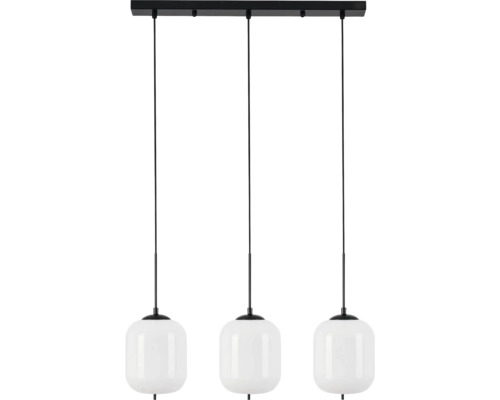 Lumină suspendată cu trei lămpi cu abajur alb