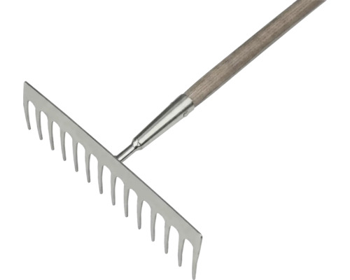 Greblă metalică cu mâner de lemn pentru grădină