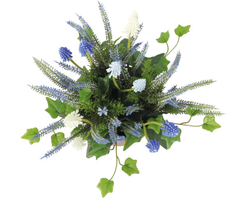 Aranjament floral cu diverse flori și frunze artificiale