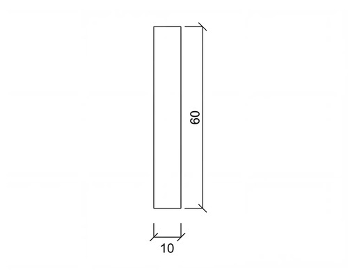 Desen tehnic al unui element de construcție cu dimensiunile de 60 pe 10.