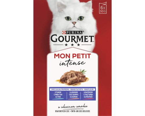 Gourmet Mon Petit Intense hrană pentru pisici, pachet de 6 bucăți a câte 50 de grame