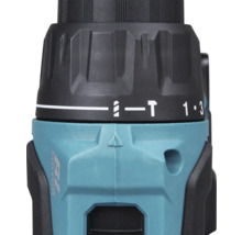 Prim-plan al unei șurubelnițe electrice cu acumulator, cu simboluri pentru burghiu și șurub