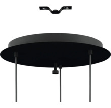 Vedere detaliată a unei lămpi suspendate negre pentru montaj pe tavan