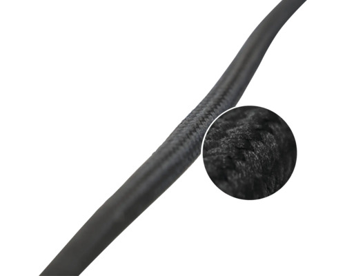 Cablu textil negru cu prim-plan al structurii țesăturii